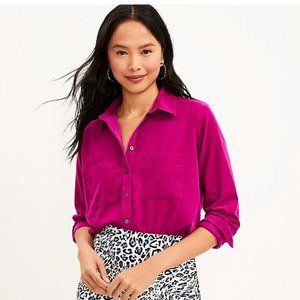 LOFT Corduroy Everyday Shirt, size XS, rich pink berry
